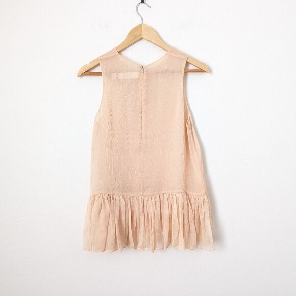 Keepsake The Label nude biscuit cream All Rise sheer sleeveless pleated blouse - Picture 6 of 7